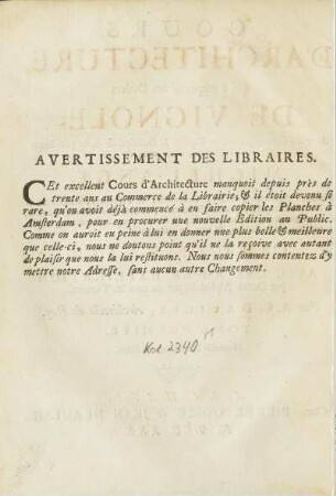 Avertissement Des Libraires