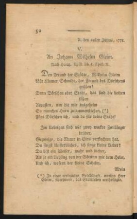 V. An Johann Wilhelm Gleim