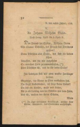 V. An Johann Wilhelm Gleim