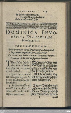 Dominica Invocavit, Evangelium Matth. 4, v. 1.