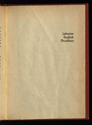 Lehrplan Englisch Grundkurs
