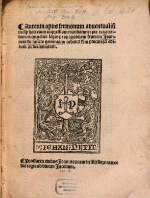 Aureum opus sermonum adventualium