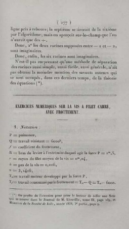 Exercices numériques sur la vis a filet carré avec frottement.