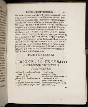 Caput Secundum. De Personis, In Præsumto Matrimonio Viventibus.