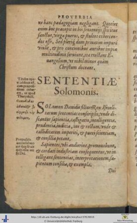 Sententiæ Solomonis