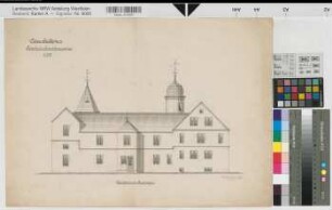 Crollage (Preußisch Oldendorf) Erweiterung des Hauses Crollage Ansicht von der Landstraße 1883 1 : 100 39,5 x 56 Zeichnung Wilert? Ledebur-Crollage K Nr. 8