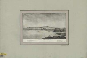 Ansicht von Cherbourg, Frankreich, Kupferstich, 1786 : Vue de la ville de Cherbourg : prise du fort Galet / A. J. Pelletier D. l. n. - Paris : Pelletier , 1786. - 1 Kunstbl. : Kupferst. ; 37 x 23 cm +++ Mit Erläuterungen
