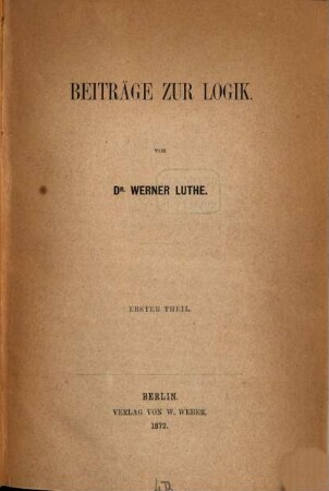 Beiträge zur Logik, 1