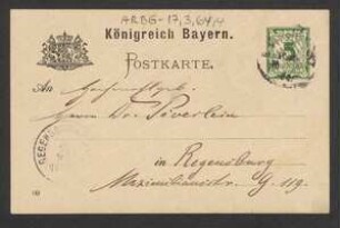 Brief von Hermann Stadler an Hermann Poeverlein
