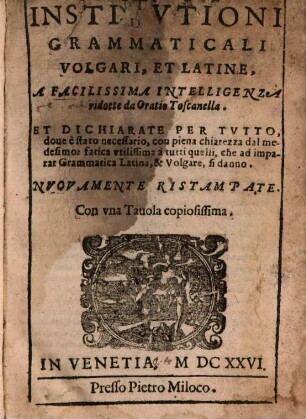 Institutioni grammaticali volgari et latine