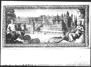 Berlin, Aussicht des kürfürstlichen Schlosses vom Wasser aus, Stich aus Begers "Thesaurias", Schloßbibliothek