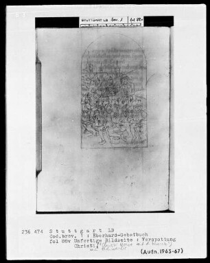 Das Eberhardgebetbuch — Rast auf dem Kreuz, Folio 88verso