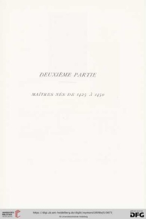 Deuxième partie: maîtres nés de 1425 à 1450