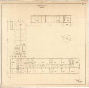 Gsaenger, Gustav; Eberswalde (Brandenburg); Projekt Gesamtentwicklungsplan, Stadtkrone, Vierjahresplan-Siedlung (Schule) - Vierjahresplan-Siedlung, Schule (Grundriss OG)
