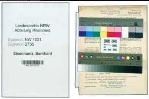 Entnazifizierung Bernhard Steenmans , geb. 09.04.1909 (Baeckermeister)
