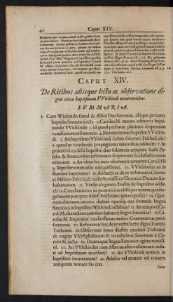 Caput XIV. De Ritibus aliisque lectu ac observatione dignis circa baptismum Witikindi occurrentibus