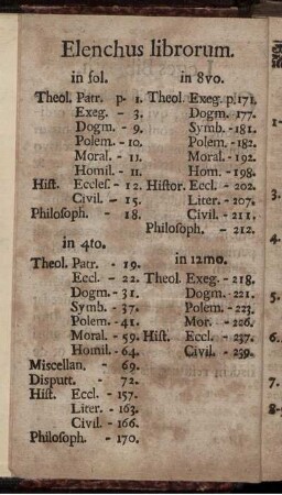 Elenchus librorum.