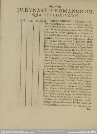 IV. Dynastia Romanorum Quae est Consulum