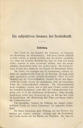 Zur Lehre von den subjektiven Grenzen der Rechtskraft