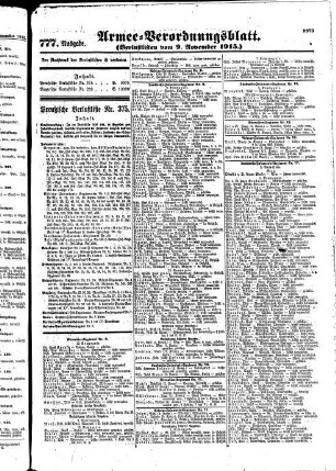 777. Ausgabe. Dienstag, 9. November 1915