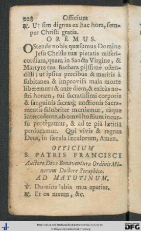 Officium S. Patris Francisci.