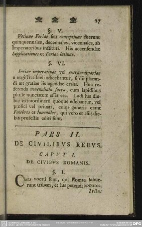 Pars II. De Civilibus Rebus