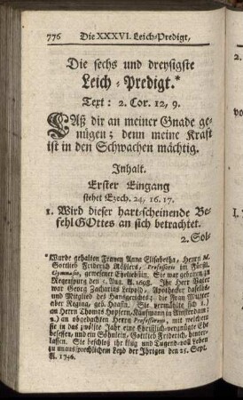 Die sechs und dreysigste Leich-Predigt.