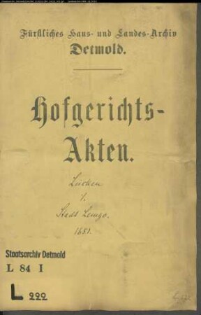 Lücken, Hermann, Albert Lude und Michael Petersen, als Grönes Erben gegen Stadt Lemgo - Schuldforderung