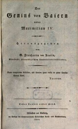 Der Genius von Baiern unter Maximilian IV. 1,1, 1. 1802/04, H. 1 - 2