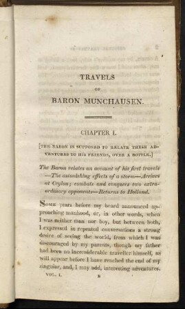 Travels of Baron Munchausen. [Part I.]