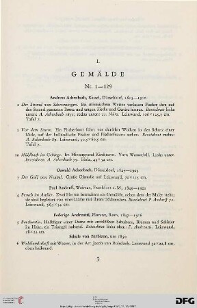 I. Gemälde (Nr. 1-131)