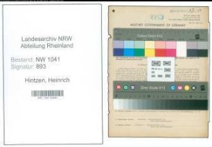 Entnazifizierung Heinrich Hintzen , geb. 13.06.1895 (Schlachthofdirektor)