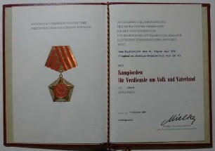 Kampforden für Verdienste um Volk und Vaterland (E. Mielke)