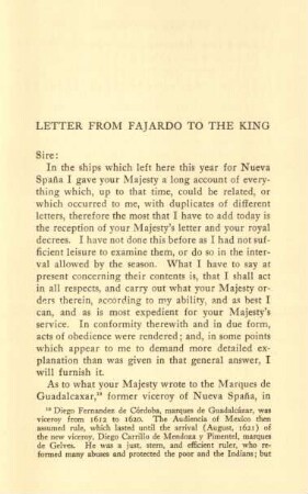 Letter from Fajardo to the king