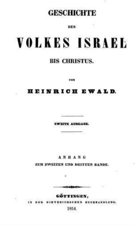 Die Alterthümer des Volkes Israel / von Heinrich Ewald