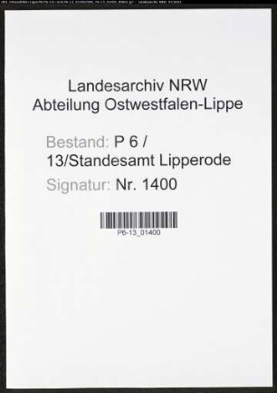 Heiratsregister Standesamt Lipperode