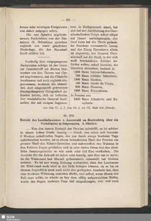 Nr. 272. Bericht des Landhofmeisters v. Auerswald an Hardenberg über die Verhältnisse in Ostpreussen. 5. Oktober