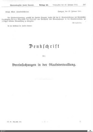 Denkschrift über Vereinfachungen in der Staatsverwaltung