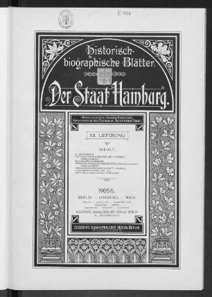 Bd. 7, Lfg. 12: Historisch-biographische Blätter, Band 7, Lieferung 12 : der Staat Hamburg