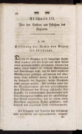 Abschnitt III. Von den Rechten und Pflichten des Regenten.