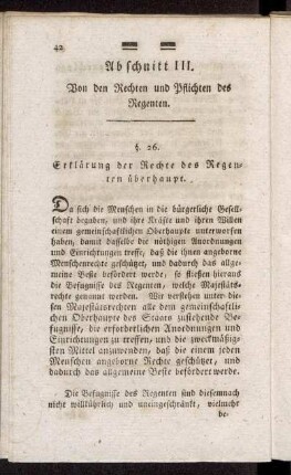 Abschnitt III. Von den Rechten und Pflichten des Regenten.