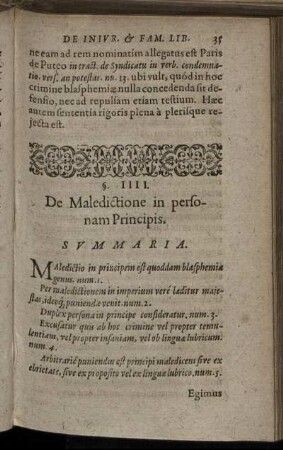 §. IIII. De Maledictione in personam Principis.