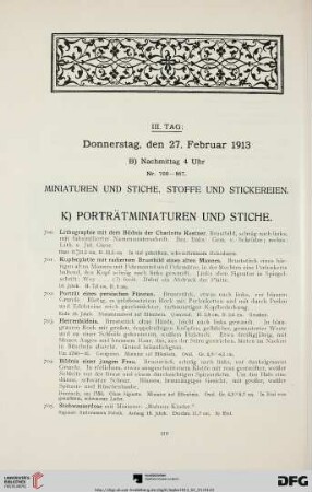 K) Porträtminiaturen und Stiche (Nr. 700-717)