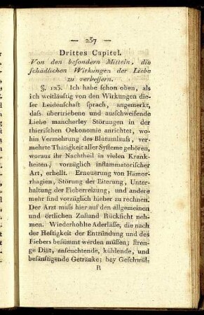 Drittes Capitel. Von den besondern Mitteln, die schädlichen Wirkungen der Liebe zu verbessern.