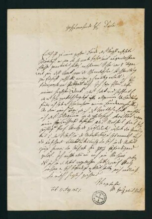 Brief vom 11. August 1851