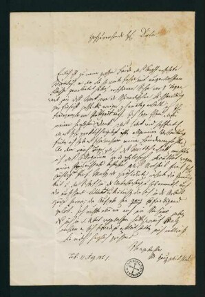 Brief vom 11. August 1851