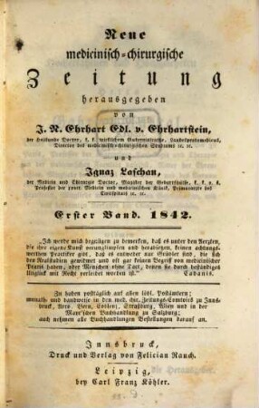 Neue medicinisch-chirurgische Zeitung. 1842,1, 1842, 1