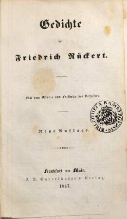 Gedichte : mit dem Bildnis und Facsimile des Verfassers
