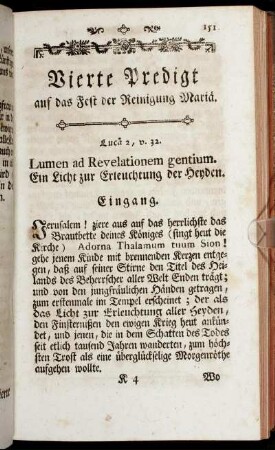 Vierte Predigt auf das Fest der Reinigung Mariä.