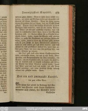 Das ein und zwanzigste Kapitel, bis zum 26sten Vers.